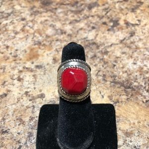 Silpada Coral Silver Ring NWOT